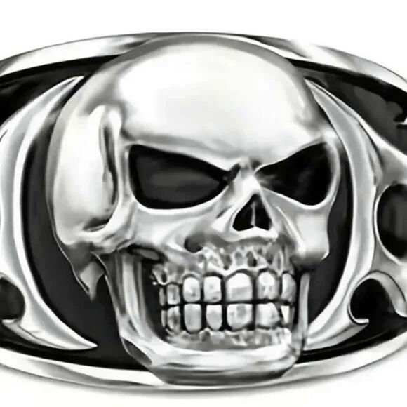 Gothic Punk Stainless Steel Skull Flaming Ring - Size 11 - Picture 3 of 6